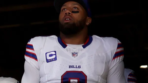 img of Rams OL Jackson punches Bills LB Chubb at midfield...