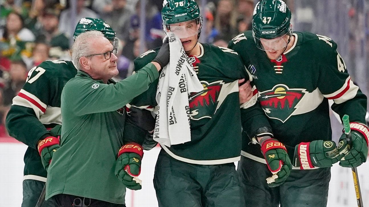Sturm, 31, sent to hospital after puck strikes his...